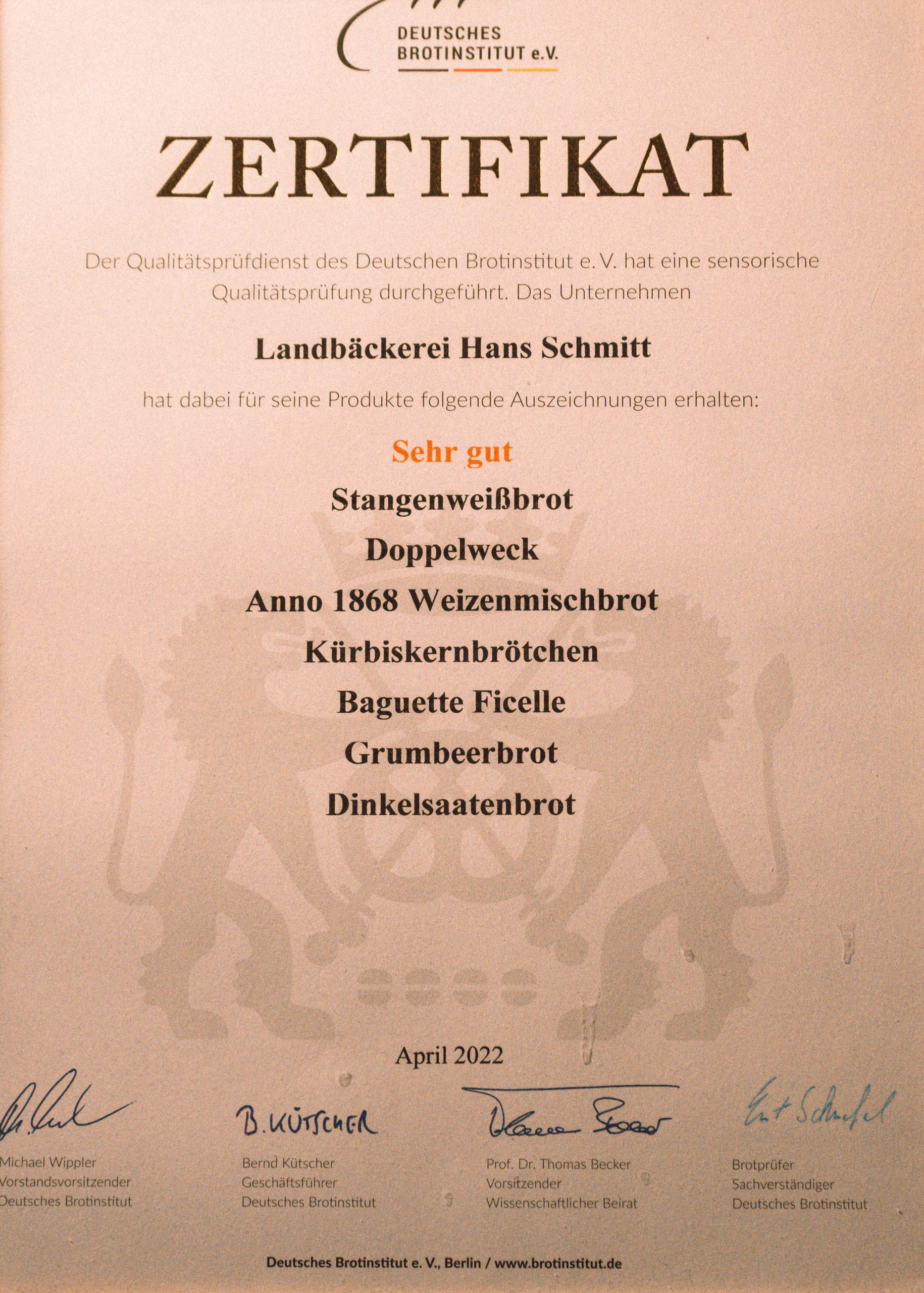 You are currently viewing Landbäckerei Schmitt in Brotprüfung mehrfach mit “sehr gut” ausgezeichnet.